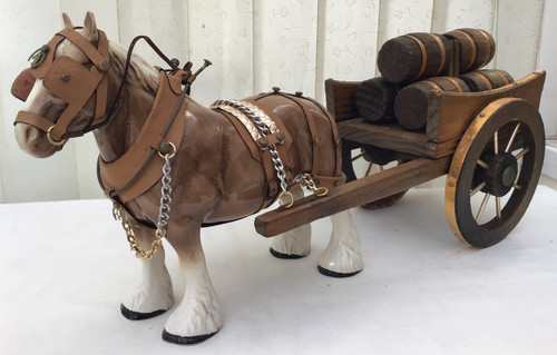 Porcelain horse with barrel - porcelain,