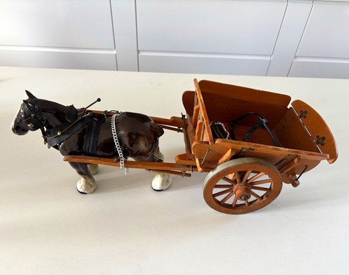 Porcelain horse cart vintage - &,
