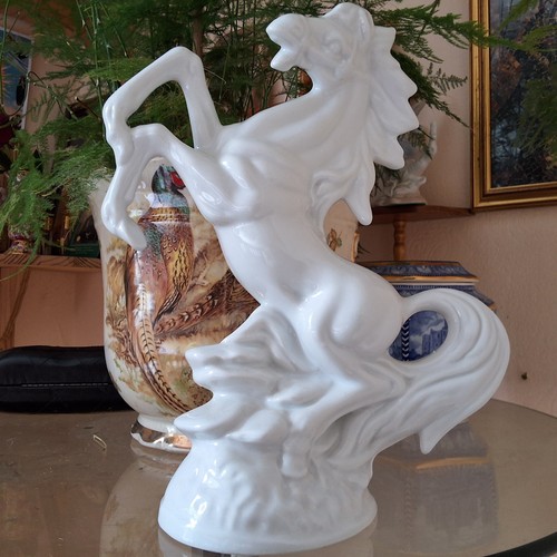 White horse figurine ceramic - figurine,