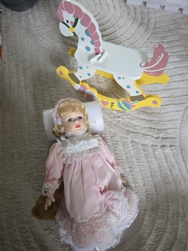 Porcelain doll with - doll, rocking