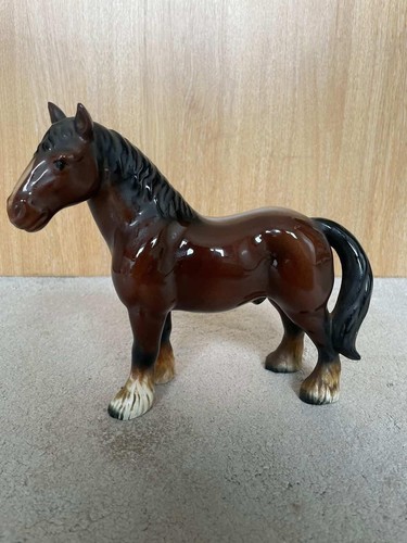 Vintage brown ceramic horse - vintage,
