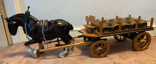 Porcelain shire horse - horse, cart