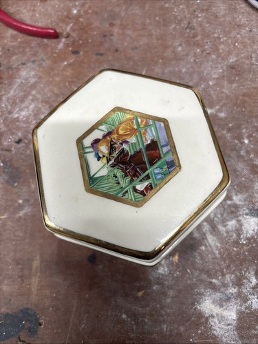 Hexagon porcelain trinket - porcelain,